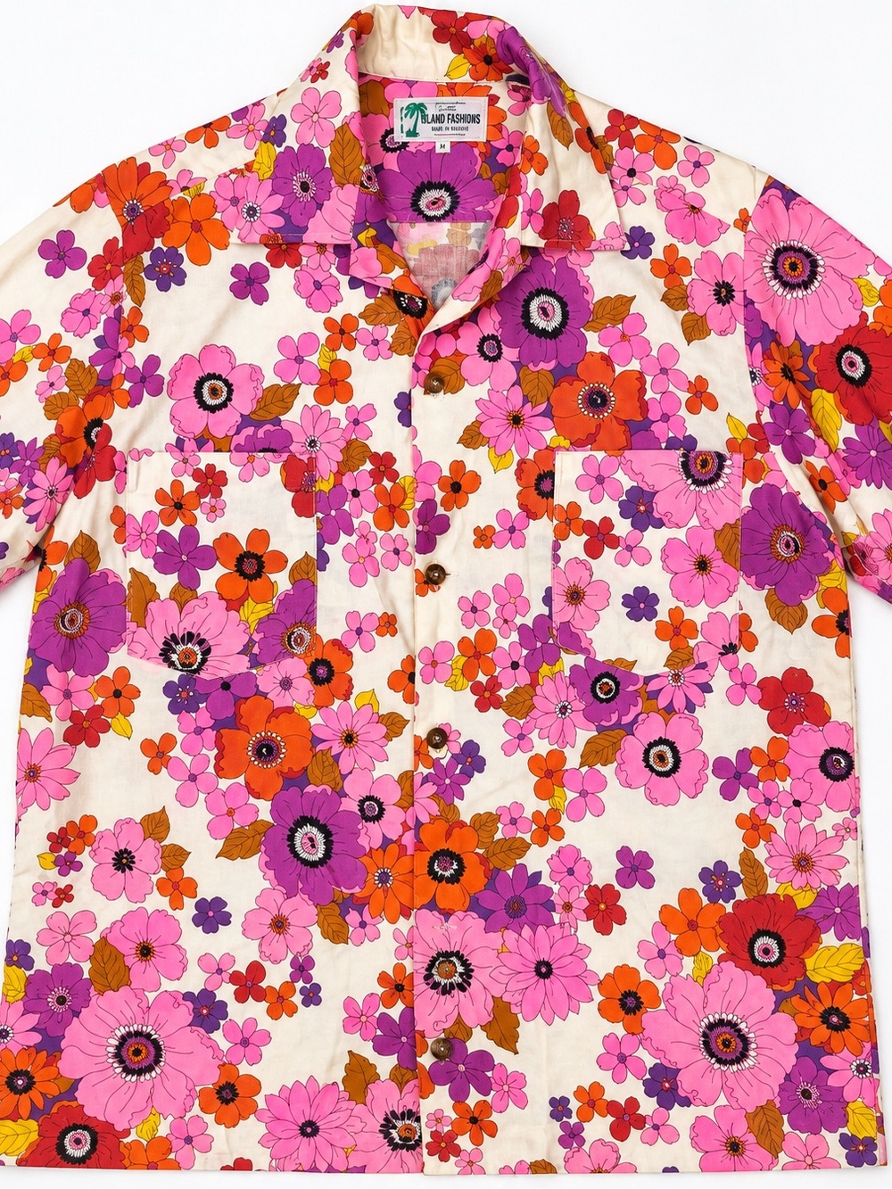 Men’s Pink & Orange Floral Button-Up Shirt